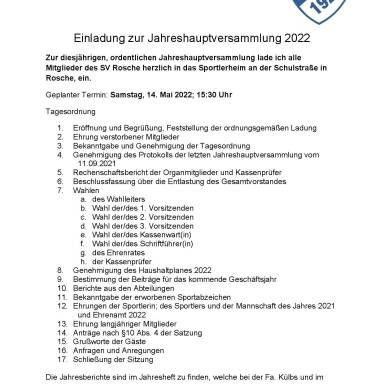 Jahreshauptversammlung am 14.05.2022