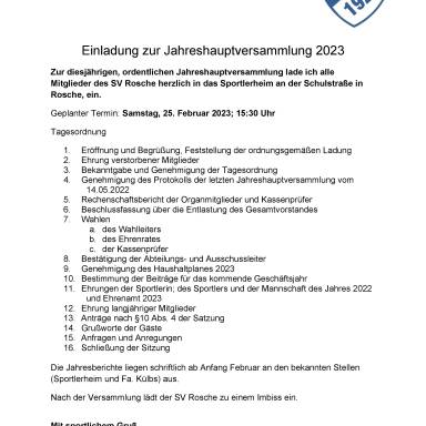 Jahreshauptversammlung am 25.02.2023