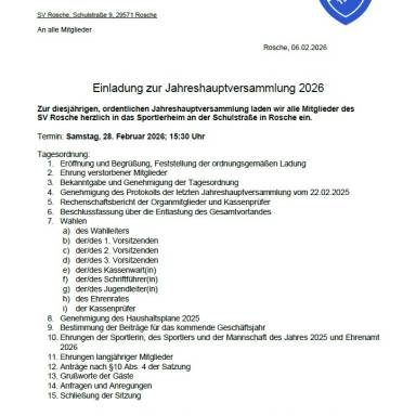 Einladung zur JHV 2026